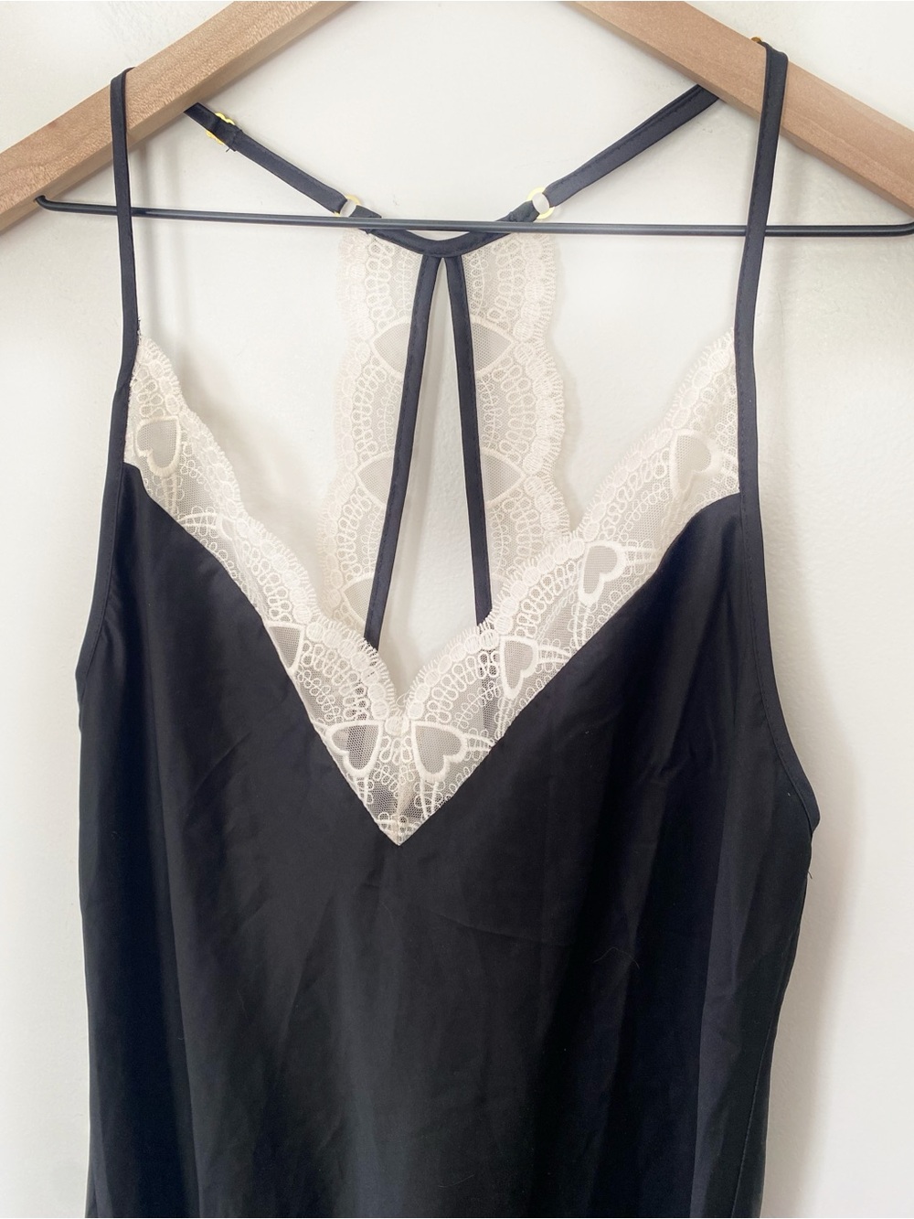 Flora Nikrooz Kit Matte Heart Lace Chemise Lingerie Nightgown Black size Medium - Picture 4 of 8